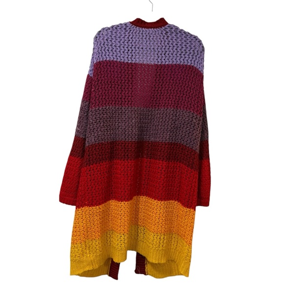 FARM Rio chunky knit colorblock longline cardigan M/L rainbow - Picture 4 of 10